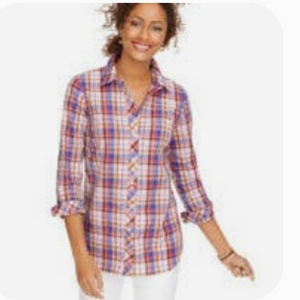 New Talbots Women's Multicolor Long Sleeve Button-Down Shirt